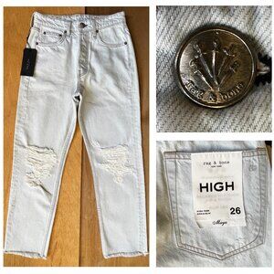 RAG & BONE MAYA HIGH RISE ANKLE SLIM FRAYED HEM WOMEN’S JEANS sz 26 NWT